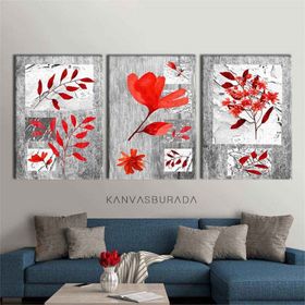 Tablolife Kırmızı Çiçekler 35 x 50 cm Kanvas Tablo