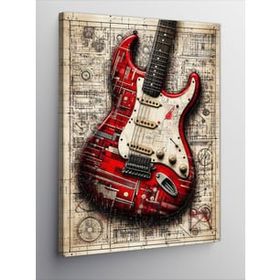 Tablolife Kırmızı Elektro Gitar 60 x 90 cm Kanvas Tablo