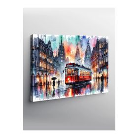 Tablolife Kırmızı Tramvay 60 x 90 cm Kanvas Tablo
