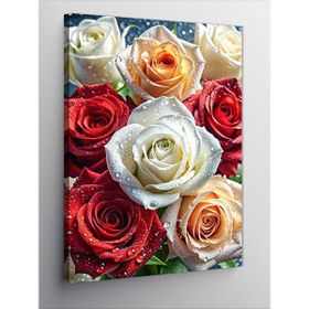 Tablolife Kırmızı ve Beyaz Güller 35 x 50 cm Kanvas Tablo