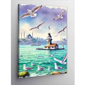 Tablolife Kız Kulesi ve Martılar 35 x 50 cm Kanvas Tablo