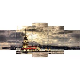 Tablolife Kız Kulesinde Gri Bulutlar 5 Parçalı 60 x 100 cm Kanvas Tablo