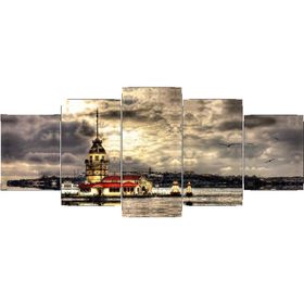 Tablolife Kız Kulesinde Gri Bulutlar 5 Parçalı 60 x 100 cm Kanvas Tablo