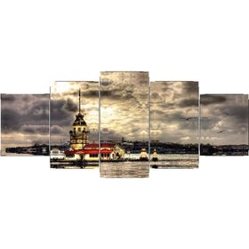 Tablolife Kız Kulesinde Gri Bulutlar 5 Parçalı 60 x 100 cm Kanvas Tablo