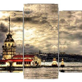 Tablolife Kız Kulesinde Gri Bulutlar 5 Parçalı 60 x 100 cm Kanvas Tablo