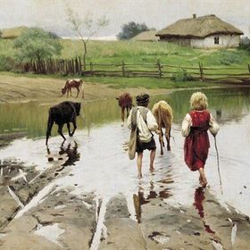 Tablolife Köy Çocukları 35 x 50 cm Kanvas Tablo