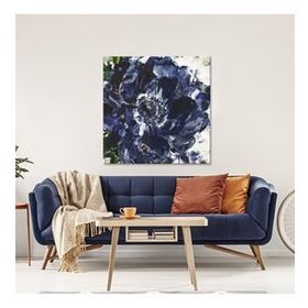 Tablolife Lacivert Çiçek 80x80 cm Yağlı Boya Dokulu Tablo
