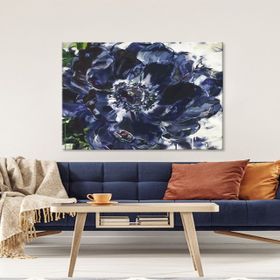 Tablolife Lacivert Çiçek 80x80 cm Yağlı Boya Dokulu Tablo