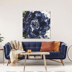 Tablolife Lacivert Çiçek 80x80 cm Yağlı Boya Dokulu Tablo