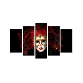 Tablolife Maskeli Kadın 60n x 100 cm 5 Parçalı Kanvas Tablo