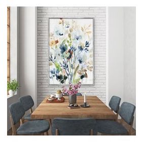 Tablolife Mavi Çiçekler 60x90 cm Yağlı Boya Dokulu Tablo