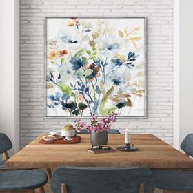 Tablolife Mavi Çiçekler 60x90 cm Yağlı Boya Dokulu Tablo