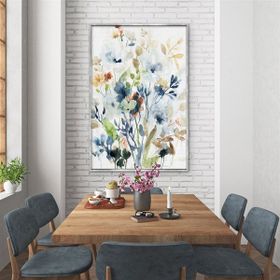 Tablolife Mavi Çiçekler 60x90 cm Yağlı Boya Dokulu Tablo