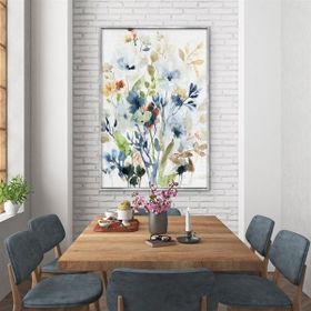Tablolife Mavi Çiçekler 60x90 cm Yağlı Boya Dokulu Tablo