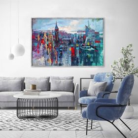 Tablolife Metropolitan City 60x90 cm Yağlı Boya Dokulu Tablo
