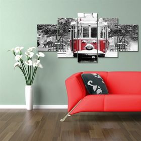 Tablolife Nostalji Tramvayı 5 Parçalı 60 x 100 cm Kanvas Tablo