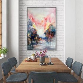 Tablolife Pembe Gökyüzü 60x90 cm Yağlı Boya Dokulu Tablo