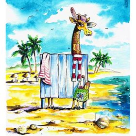Tablolife Plajdaki Zürafa 60x90 cm Kanvas Tablo