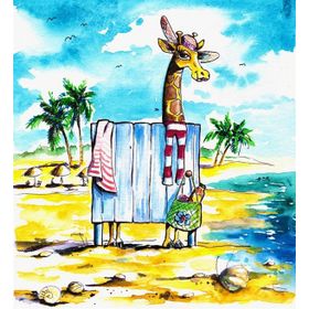 Tablolife Plajdaki Zürafa 60x90 cm Kanvas Tablo