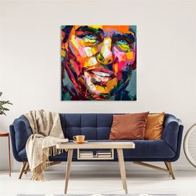 Tablolife Renkli Erkek Silüeti 80x80 cm Yağlı Boya Dokulu Tablo