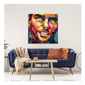 Tablolife Renkli Erkek Silüeti 80x80 cm Yağlı Boya Dokulu Tablo