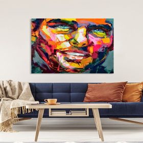 Tablolife Renkli Erkek Silüeti 80x80 cm Yağlı Boya Dokulu Tablo