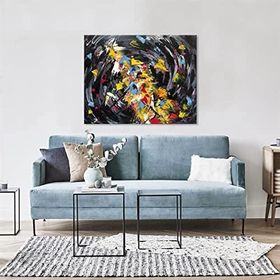 Tablolife Renkli Girdap 60x90 cm Yağlı Boya Dokulu Tablo