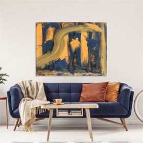 Tablolife Sarı Lacivert 60x90 cm Yağlı Boya Dokulu Tablo
