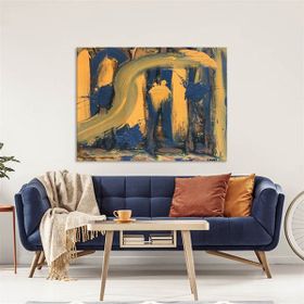 Tablolife Sarı Lacivert 60x90 cm Yağlı Boya Dokulu Tablo