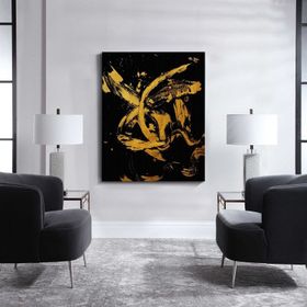 Tablolife Sarı Siyah 60x90 cm Yağlı Boya Dokulu Tablo