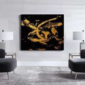 Tablolife Sarı Siyah 60x90 cm Yağlı Boya Dokulu Tablo