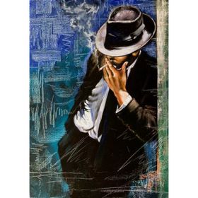 Tablolife Sigara İçen Takım Elbiseli Adam 60x90 cm Kanvas Tablo