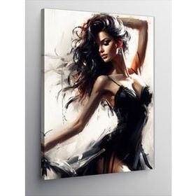 Tablolife Siyah Elbiseli Kadın 60x90 cm Kanvas Tablo