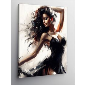 Tablolife Siyah Elbiseli Kadın 60x90 cm Kanvas Tablo