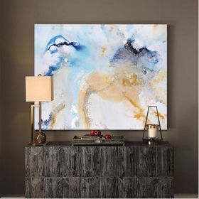 Tablolife Soyut Açık Mavi 60x90 cm Yağlı Boya Dokulu Tablo