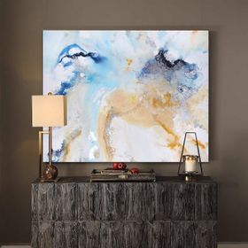 Tablolife Soyut Açık Mavi 60x90 cm Yağlı Boya Dokulu Tablo
