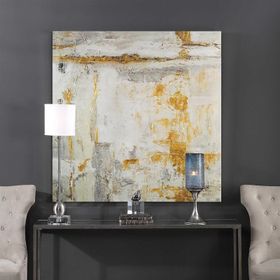 Tablolife Soyut Altın Sarısı 80x80 cm Yağlı Boya Dokulu Tablo