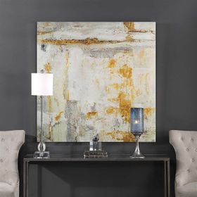Tablolife Soyut Altın Sarısı 80x80 cm Yağlı Boya Dokulu Tablo