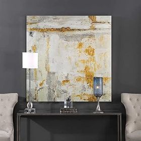 Tablolife Soyut Altın Sarısı 80x80 cm Yağlı Boya Dokulu Tablo
