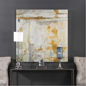 Tablolife Soyut Altın Sarısı 80x80 cm Yağlı Boya Dokulu Tablo