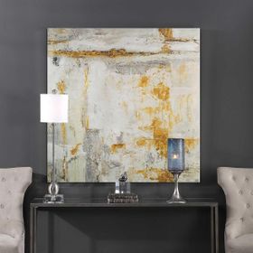 Tablolife Soyut Altın Sarısı 80x80 cm Yağlı Boya Dokulu Tablo
