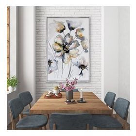 Tablolife Soyut Beyaz Çiçekler 60x90 cm Yağlı Boya Dokulu Tablo