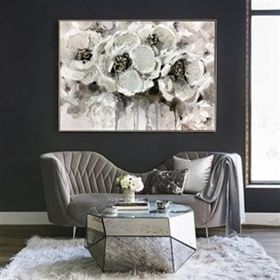 Tablolife Soyut Beyaz Çiçekler 60x90 cm Yağlı Boya Dokulu Tablo