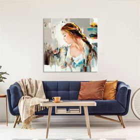 Tablolife Soyut Kadın Profil 80x80 cm Yağlı Boya Dokulu Tablo