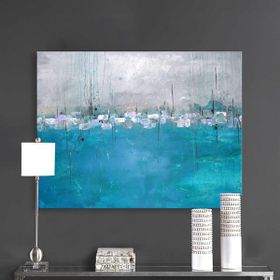 Tablolife Soyut Mavi 80x80 cm Yağlı Boya Dokulu Tablo