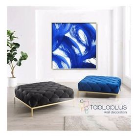 Tablolife Soyut Mavi 80x80 cm Yağlı Boya Dokulu Tablo