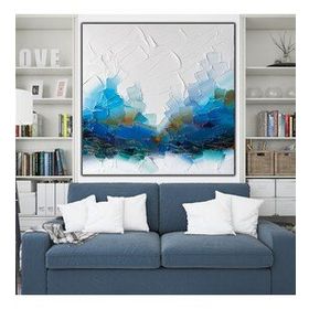 Tablolife Soyut Mavi 80x80 cm Yağlı Boya Dokulu Tablo