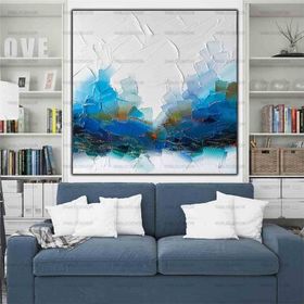 Tablolife Soyut Mavi 80x80 cm Yağlı Boya Dokulu Tablo