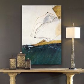 Tablolife Soyut Mavi Beyaz 60x90 cm Yağlı Boya Dokulu Tablo