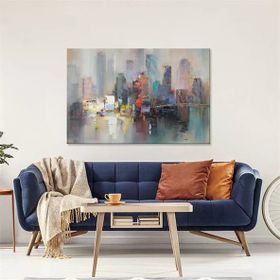Tablolife Soyut Şehir 60 x 90 cm Yağlı Boya Dokulu Tablo